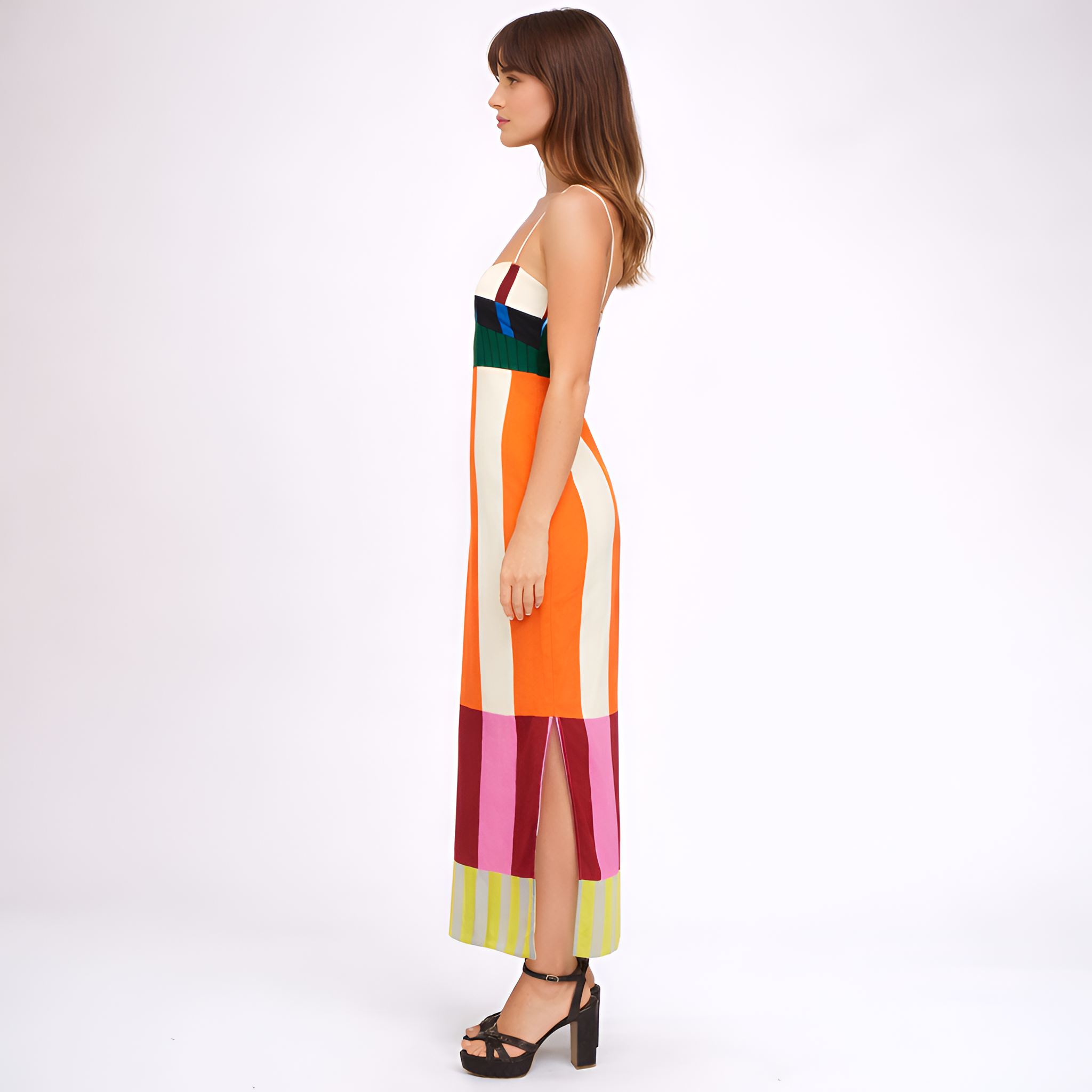 Caroline - Robe longue à rayures bohème