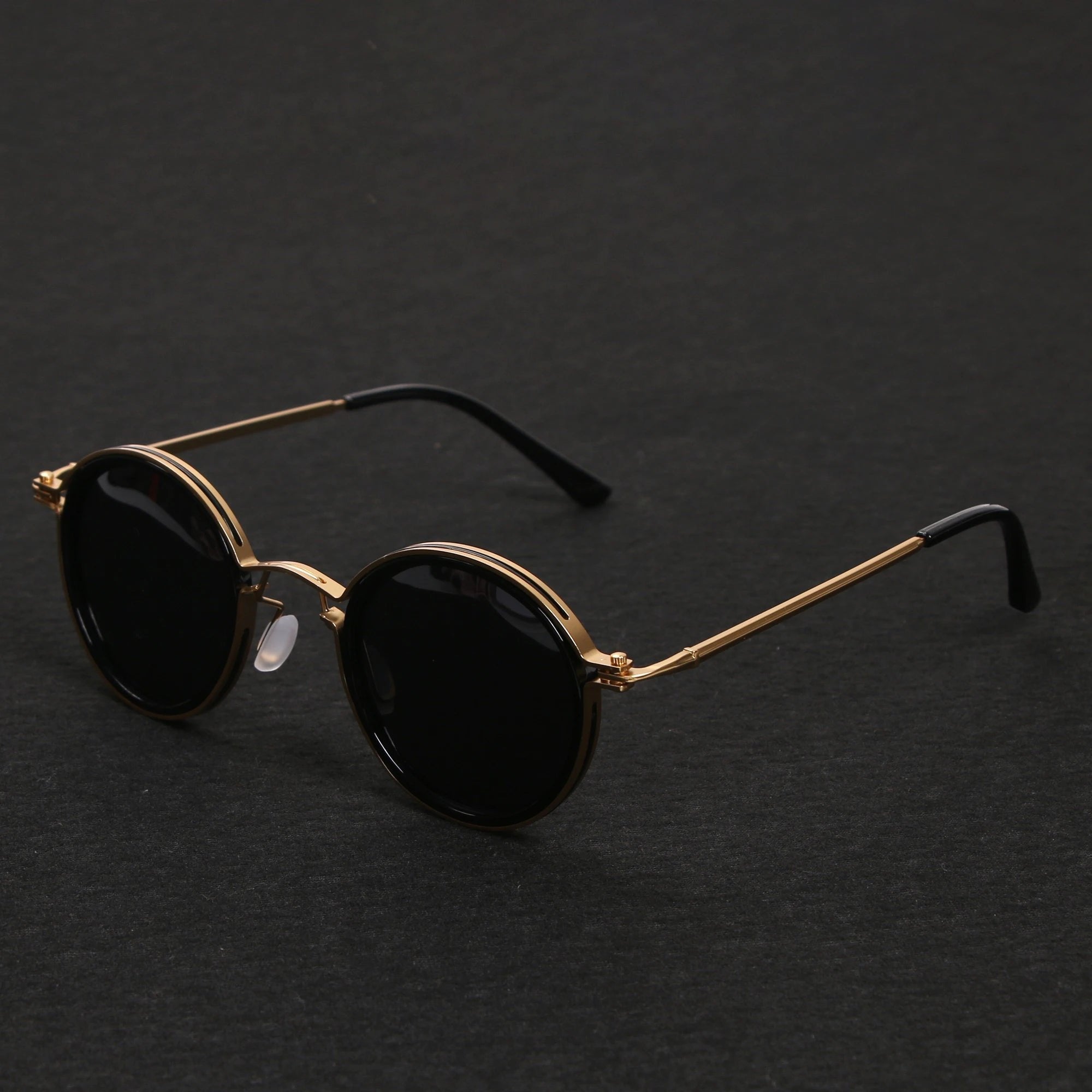 Grace | Lunettes de soleil polarisées à monture ronde avec branches en métal doré