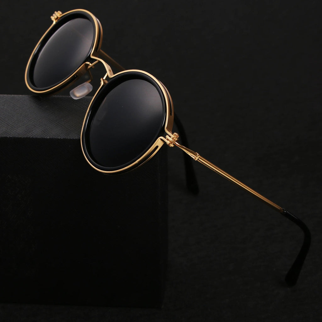 Grace | Lunettes de soleil polarisées à monture ronde avec branches en métal doré