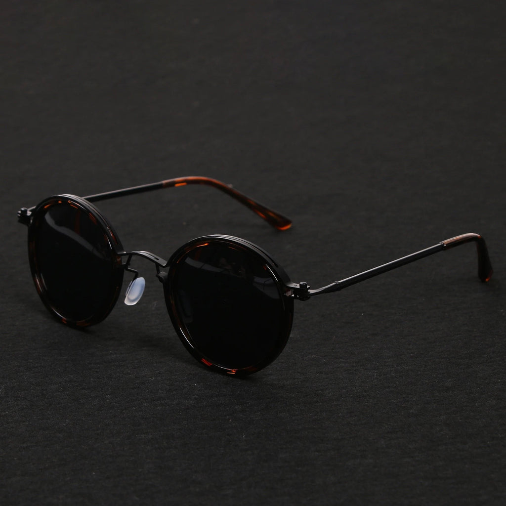 Grace | Lunettes de soleil polarisées à monture ronde avec branches en métal doré