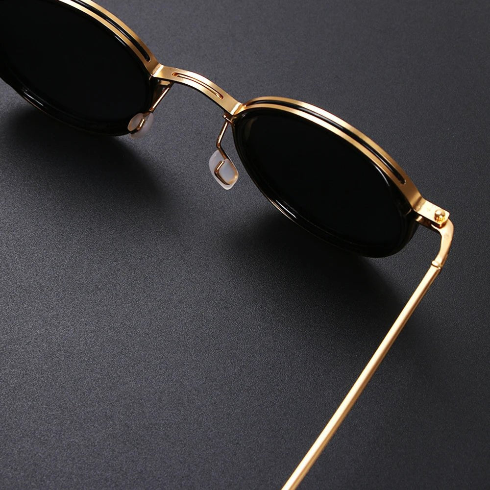 Grace | Lunettes de soleil polarisées à monture ronde avec branches en métal doré