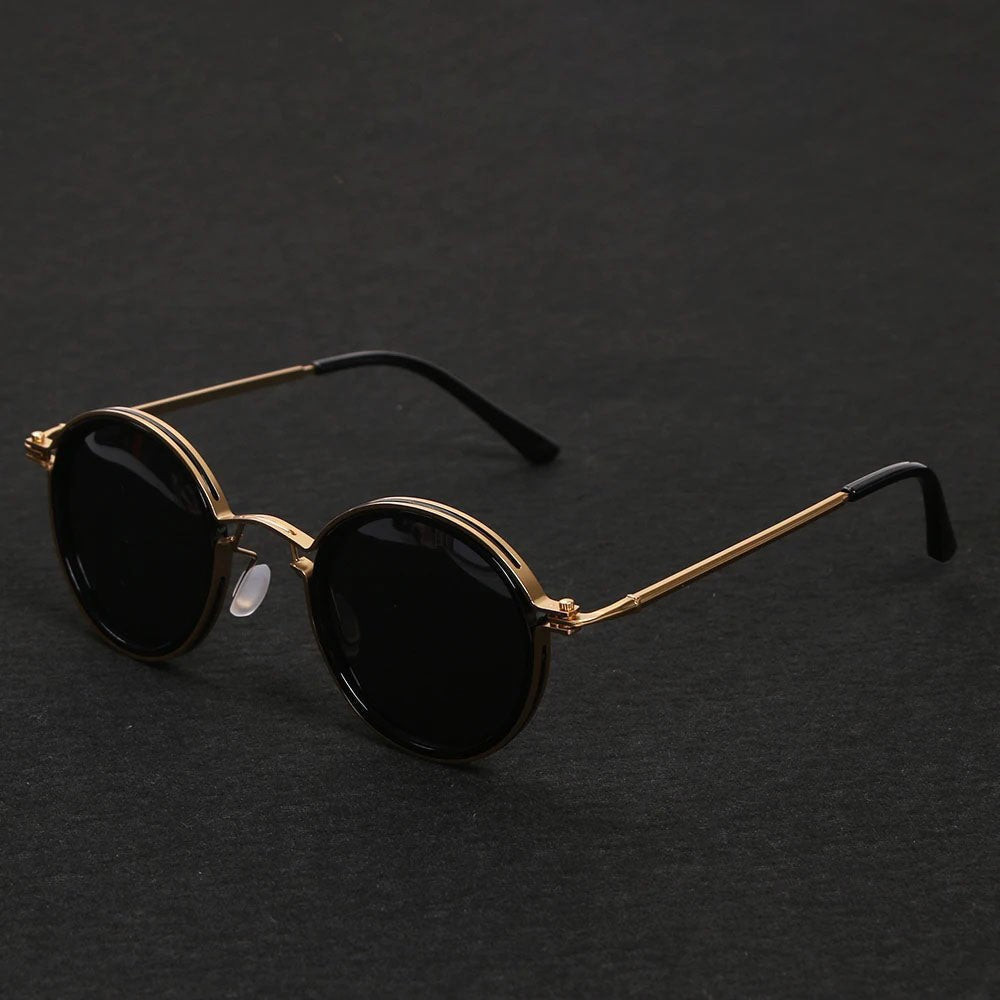 Grace | Lunettes de soleil polarisées à monture ronde avec branches en métal doré
