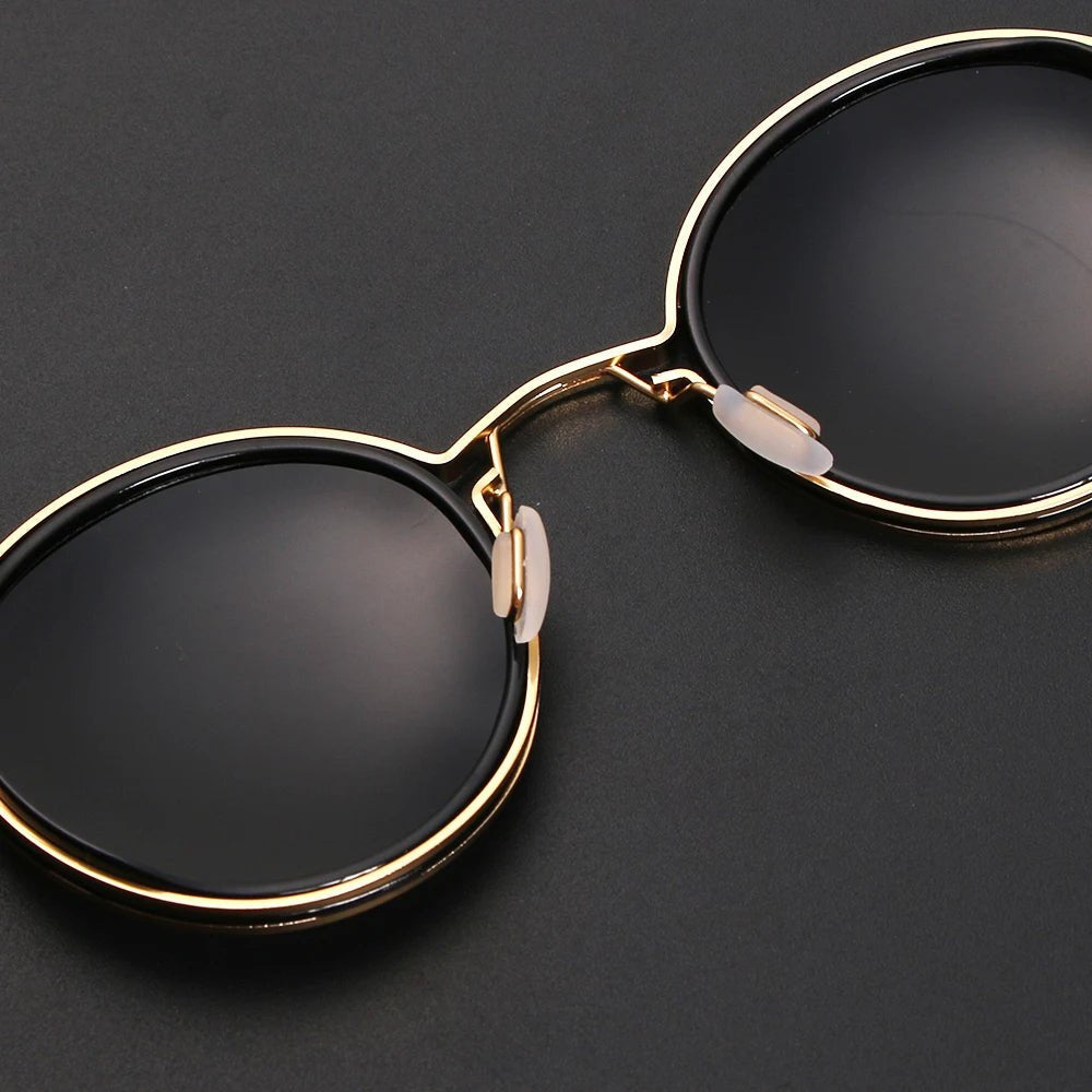 Grace | Lunettes de soleil polarisées à monture ronde avec branches en métal doré
