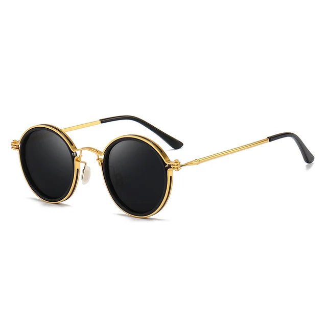 Grace | Lunettes de soleil polarisées à monture ronde avec branches en métal doré