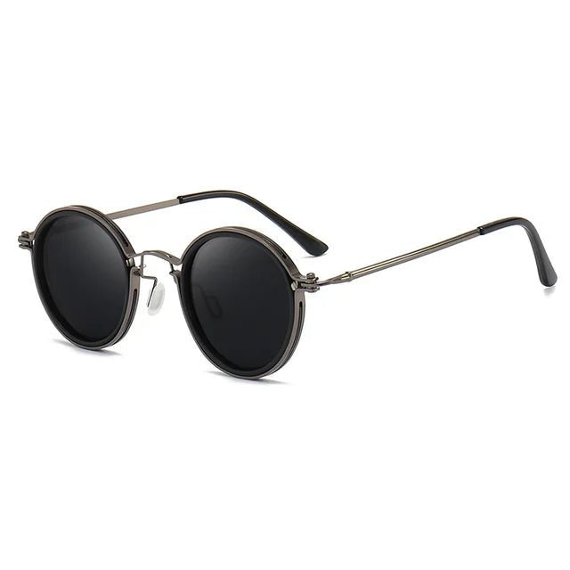 Grace | Lunettes de soleil polarisées à monture ronde avec branches en métal doré