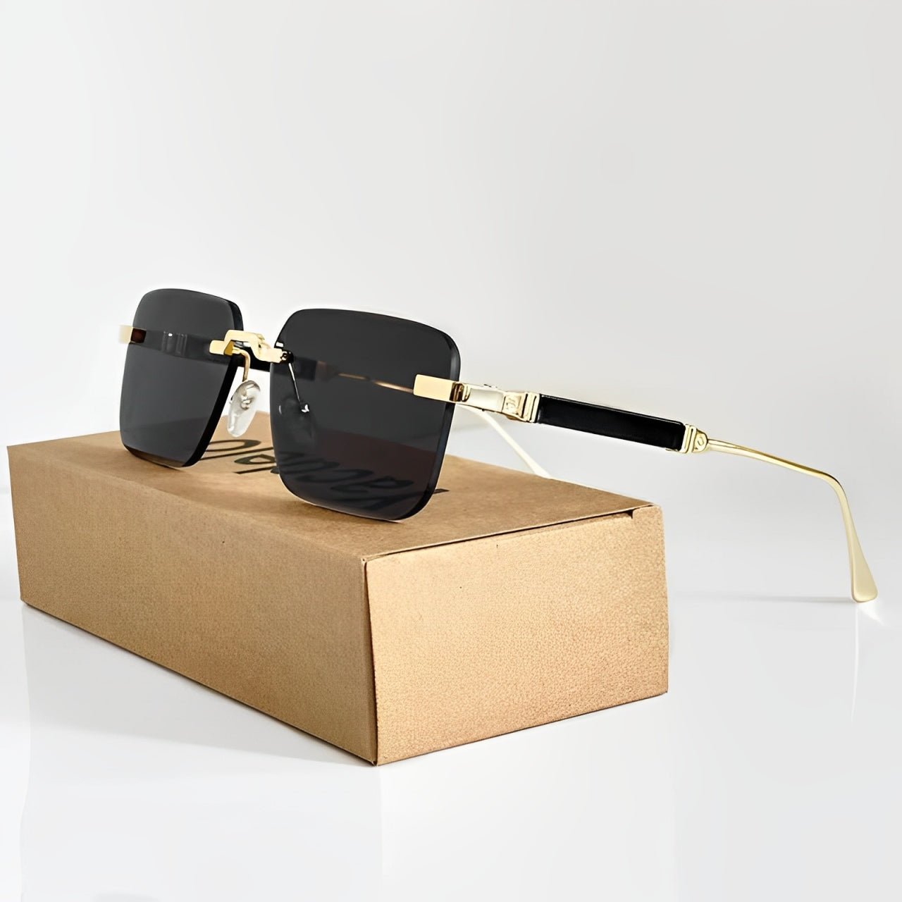 Mia | Lunettes de soleil rétro carrées en cadre titane doré dégradé UV400