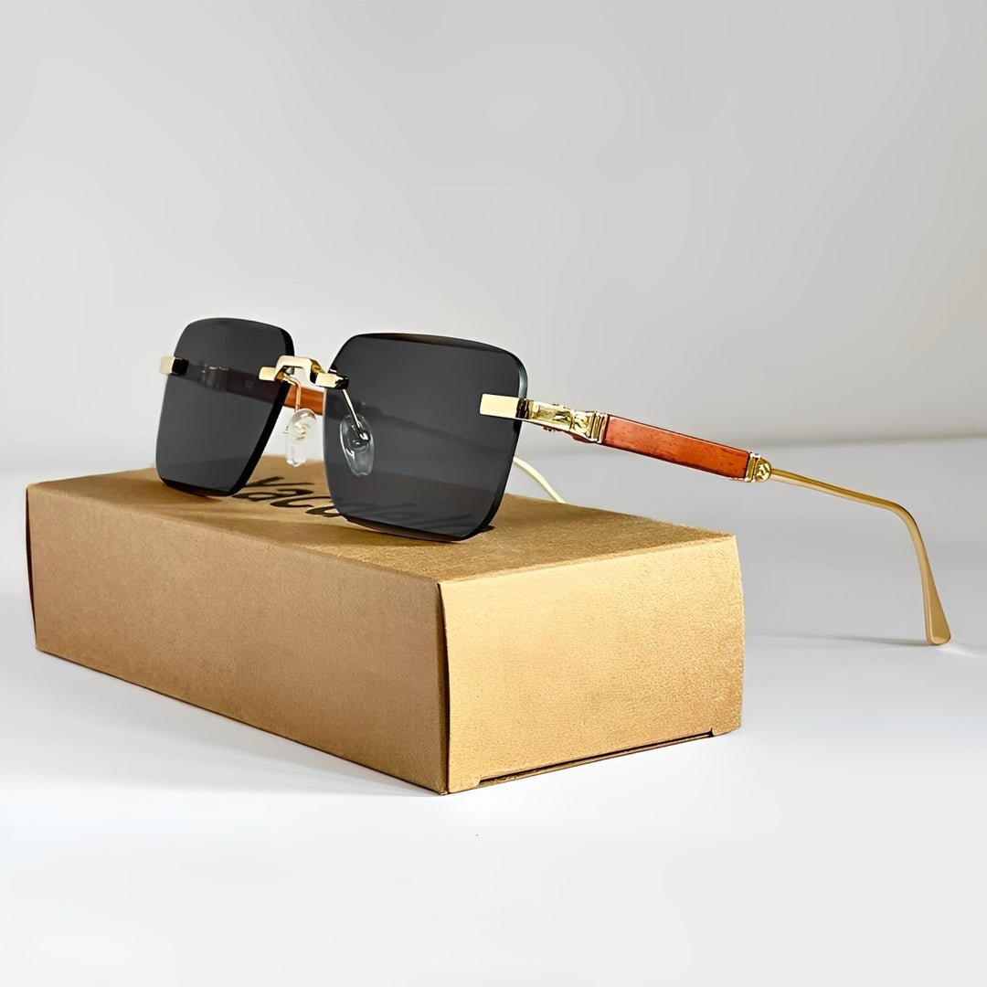 Mia | Lunettes de soleil rétro carrées en cadre titane doré dégradé UV400