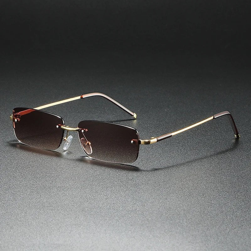 James | Lunettes de soleil Rectangulaires Rimless Dégradé Doré