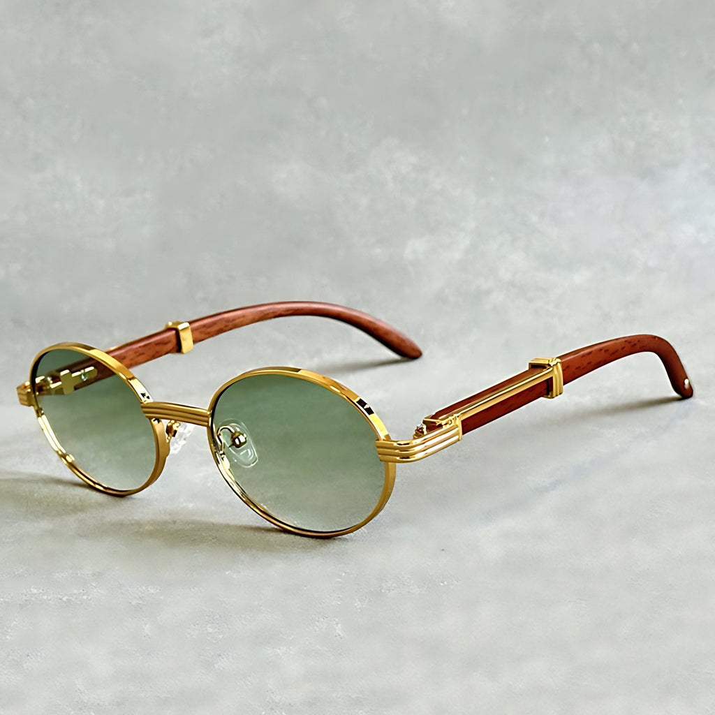 Daniel | Lunettes de soleil rondes avec monture dorée, protection UV400