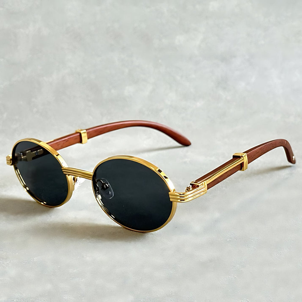 Daniel | Lunettes de soleil rondes avec monture dorée, protection UV400