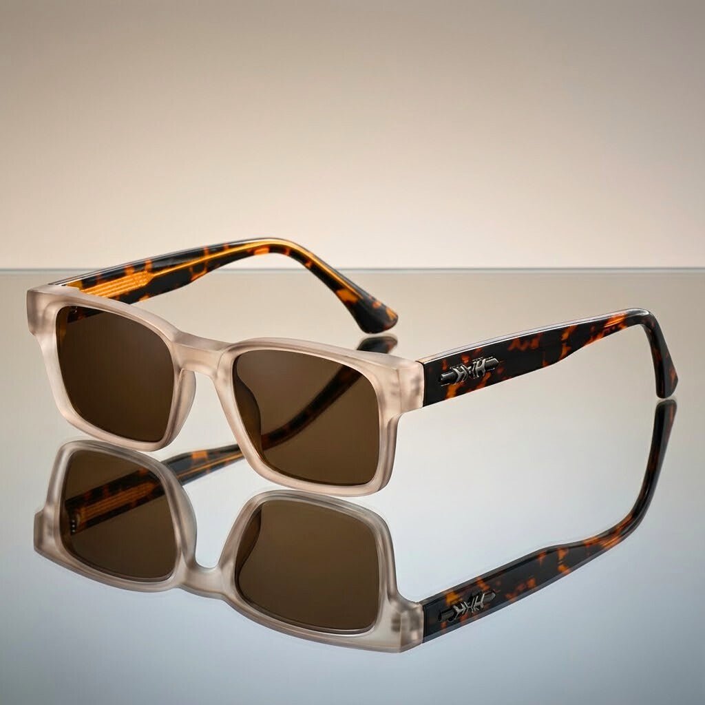 James | Lunettes de Soleil Carrées Écailles Acétate Protection UV400
