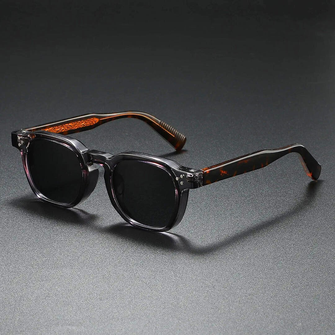 James | Lunettes de soleil Monture Écailles de Tortue Teintées Foncées Protection UV400