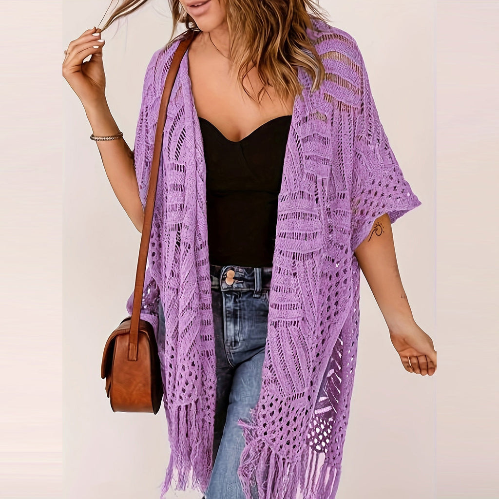 Soravina | Kimono en tricot avec franges et tombé fluide