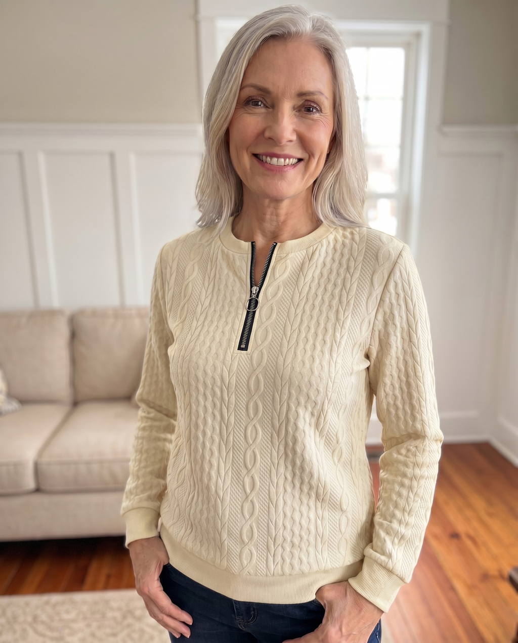 PULL STRUCTURÉ EN ZIP POUR FEMMES