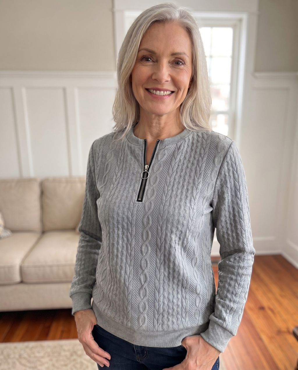 PULL STRUCTURÉ EN ZIP POUR FEMMES