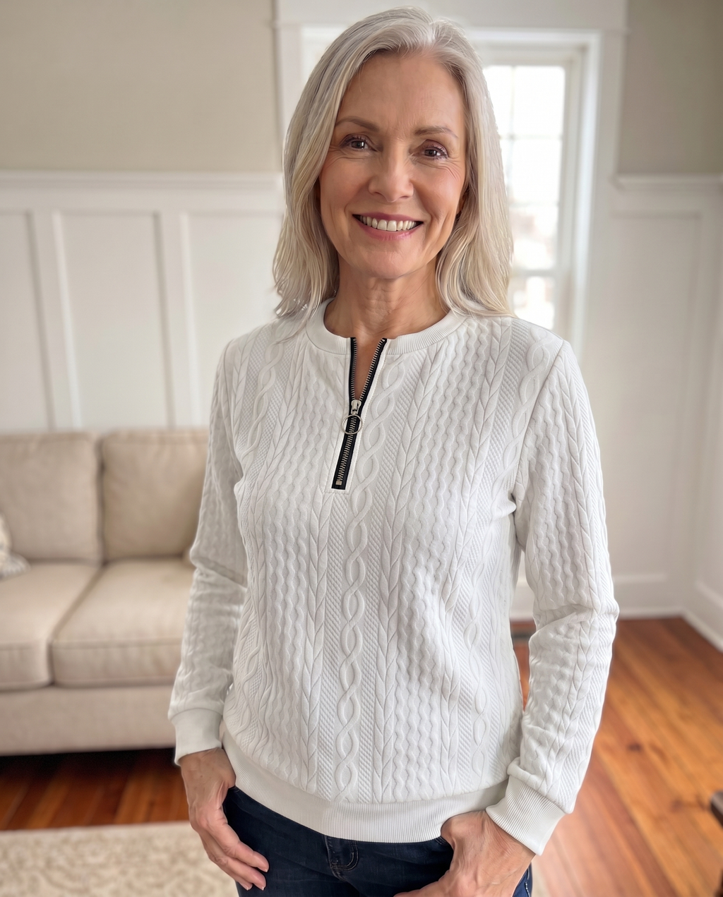 PULL STRUCTURÉ EN ZIP POUR FEMMES
