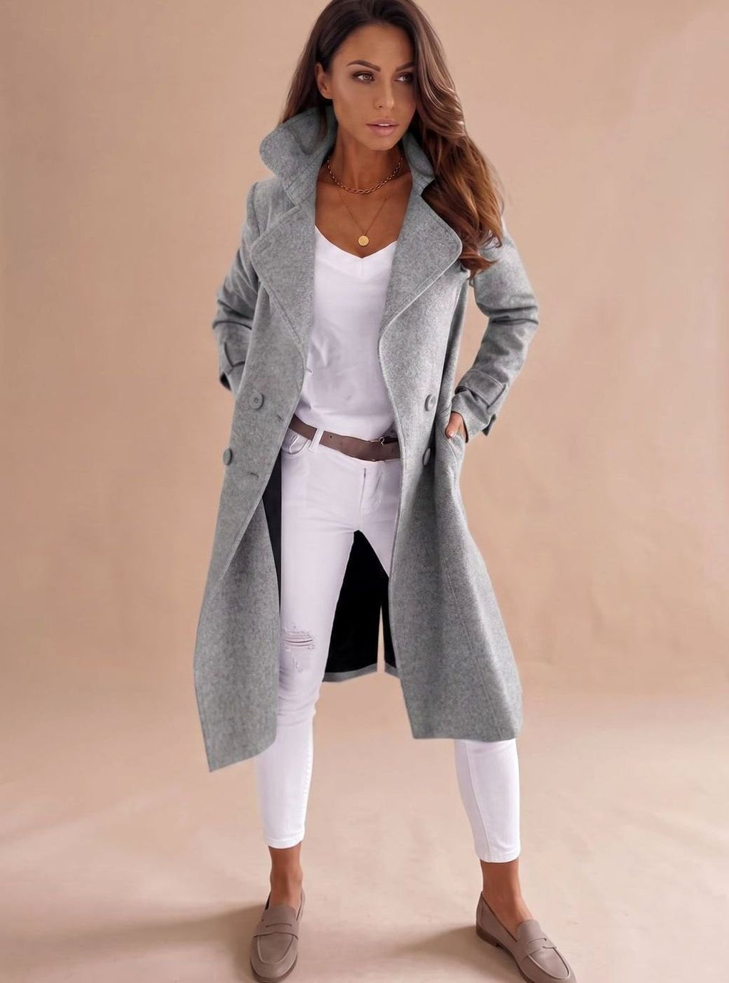 Emilia | Manteau d'hiver cintré pour femmes, élégant manteau en laine à double boutonnage