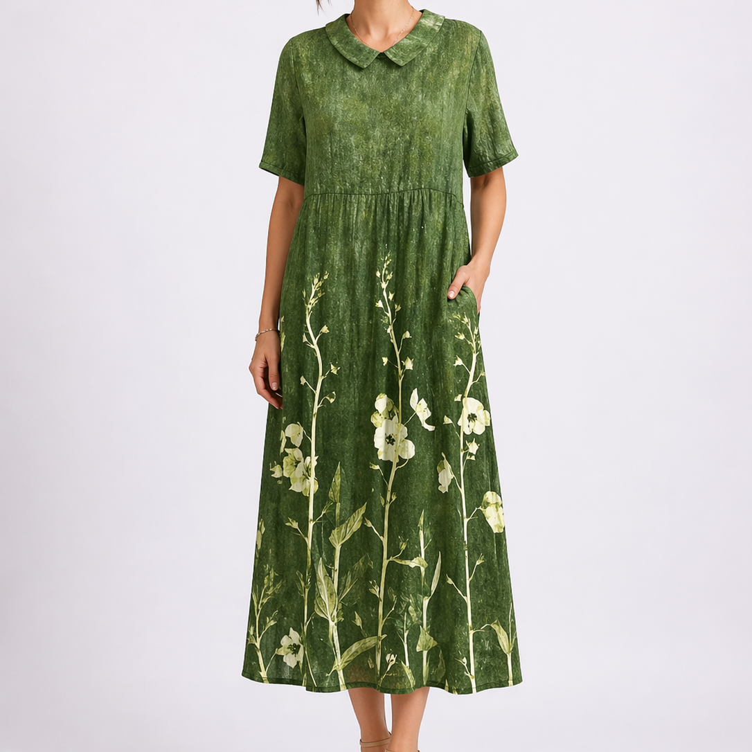 Tempest | Robe Midi à Fleurs à Col V et Manches Courtes pour Femmes