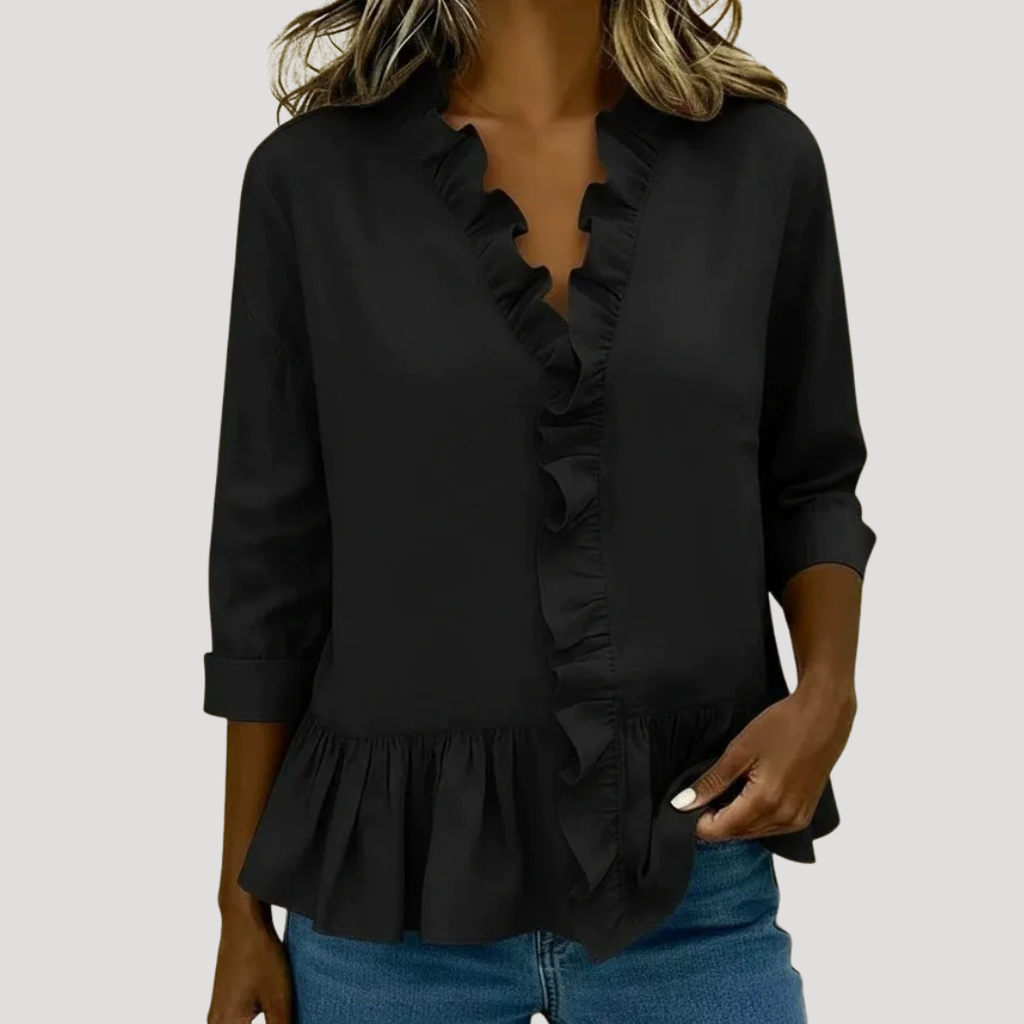 Theodora | Blouse Peplum à Col V avec Volants pour Femmes