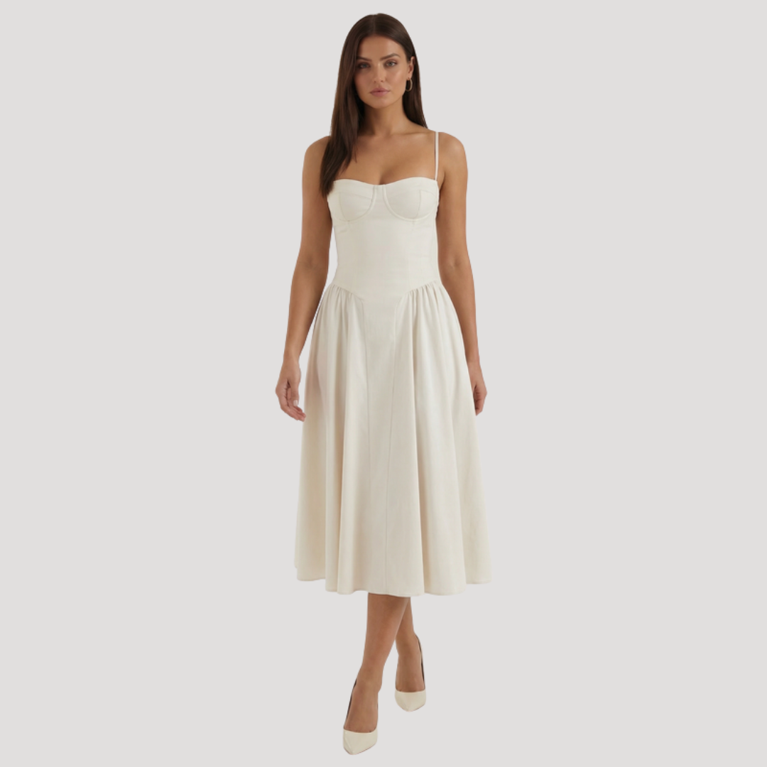 Thessaly | Robe Midi à Encolure Coeur pour Femmes