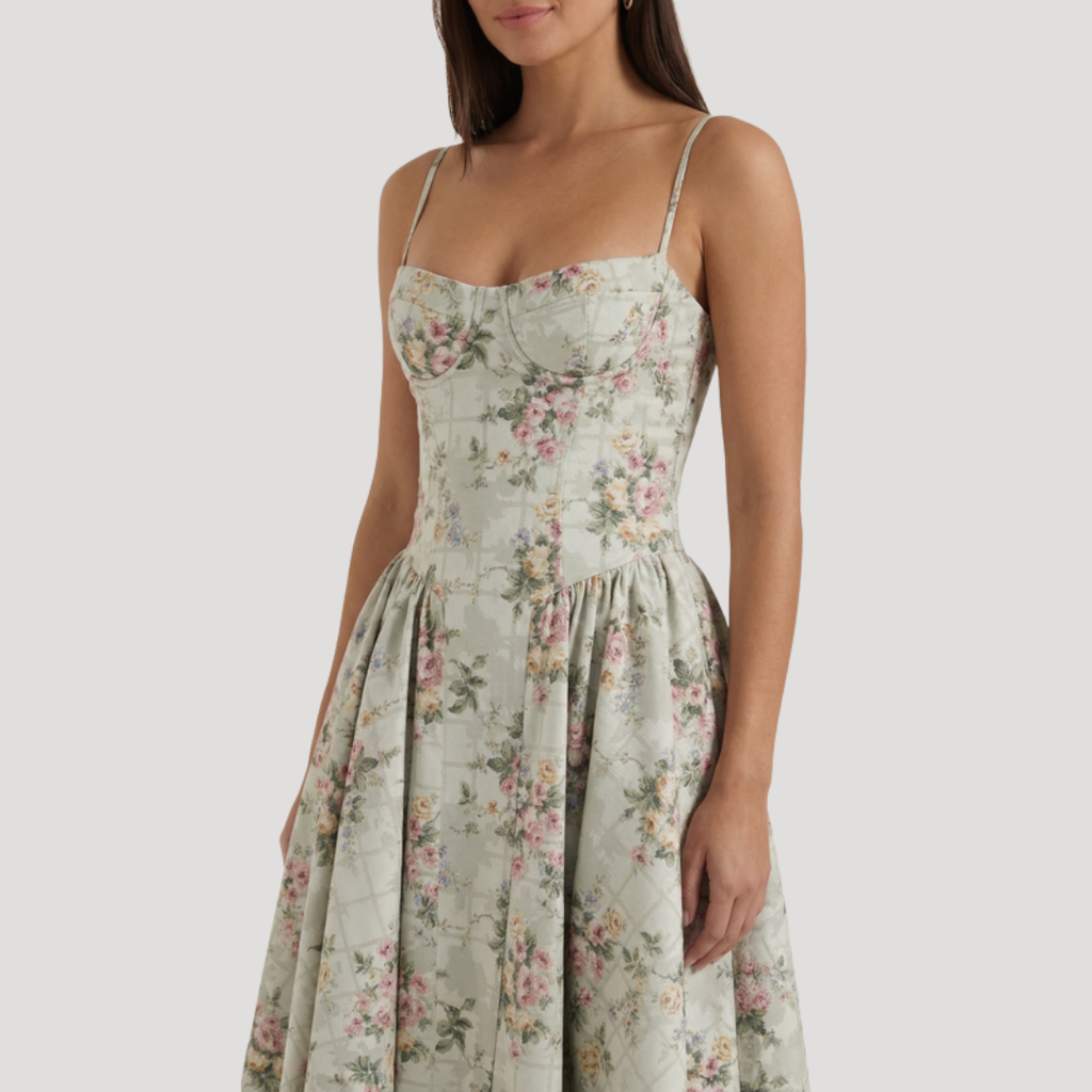 Thessaly | Robe Midi à Encolure Coeur pour Femmes