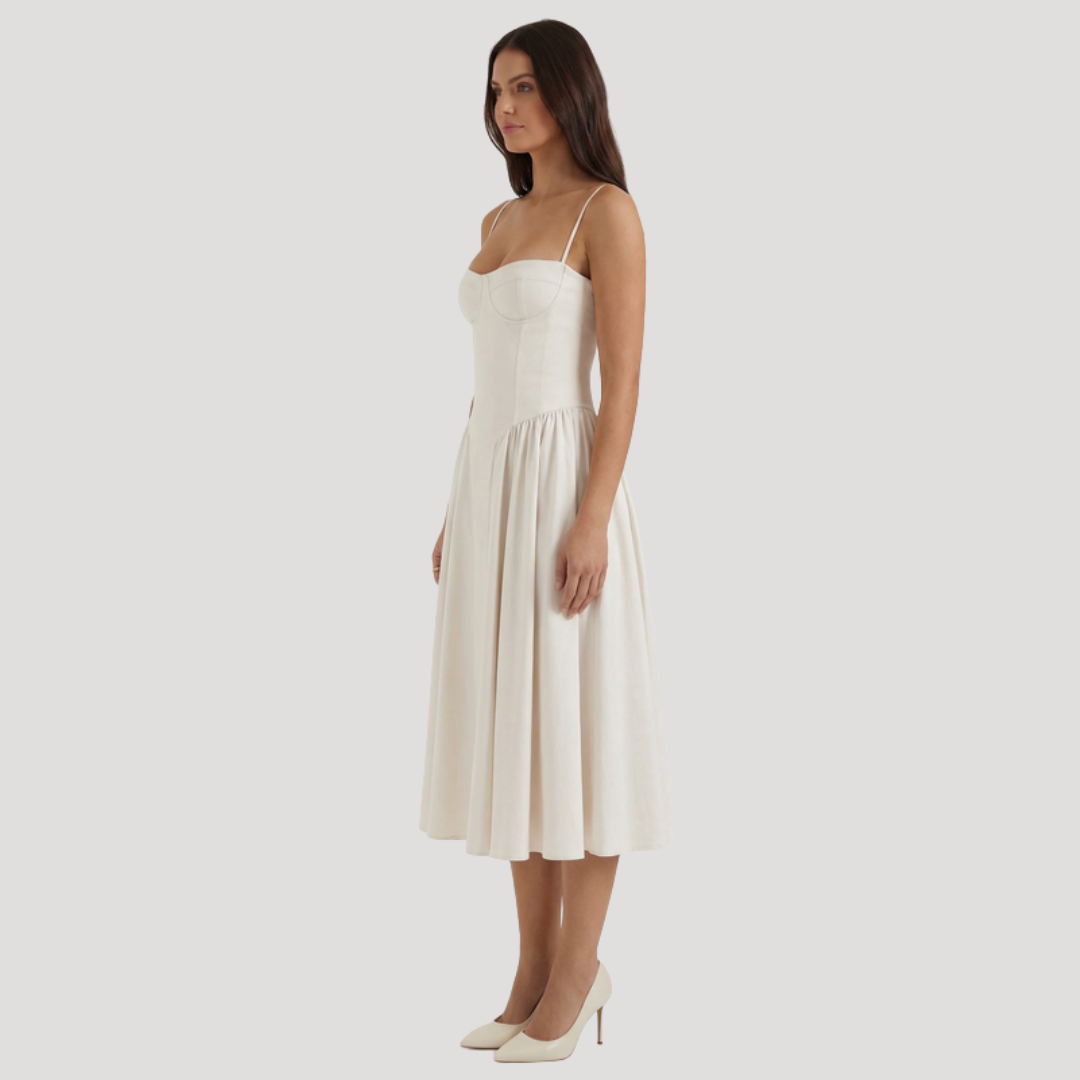 Thessaly | Robe Midi à Encolure Coeur pour Femmes