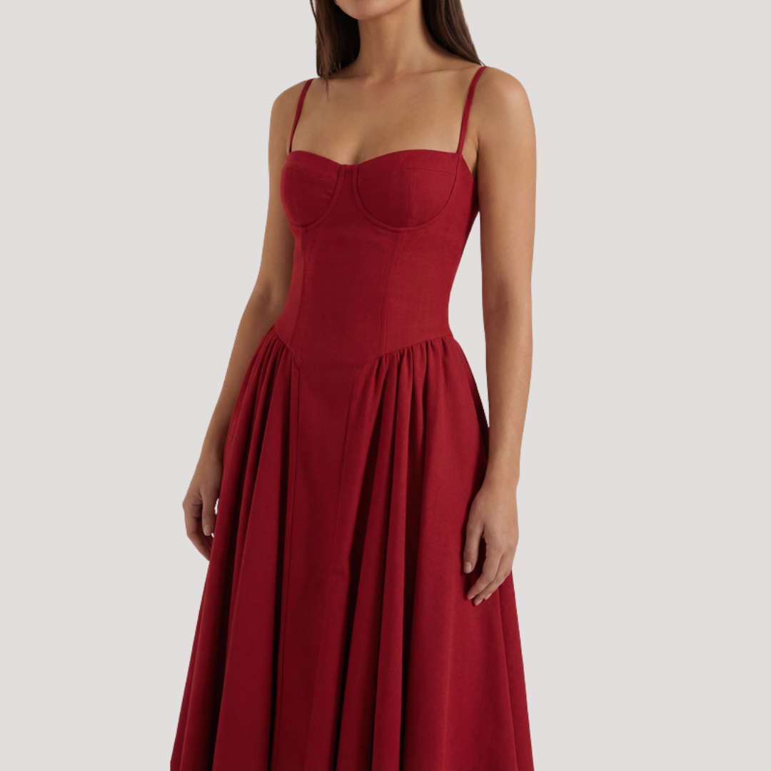 Thessaly | Robe Midi à Encolure Coeur pour Femmes