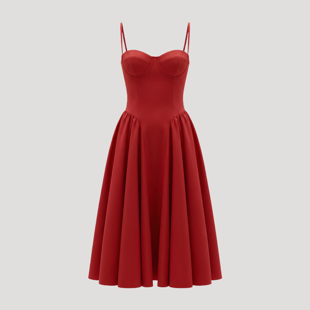 Thessaly | Robe Midi à Encolure Coeur pour Femmes
