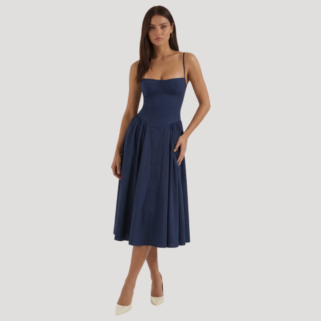 Thessaly | Robe Midi à Encolure Coeur pour Femmes