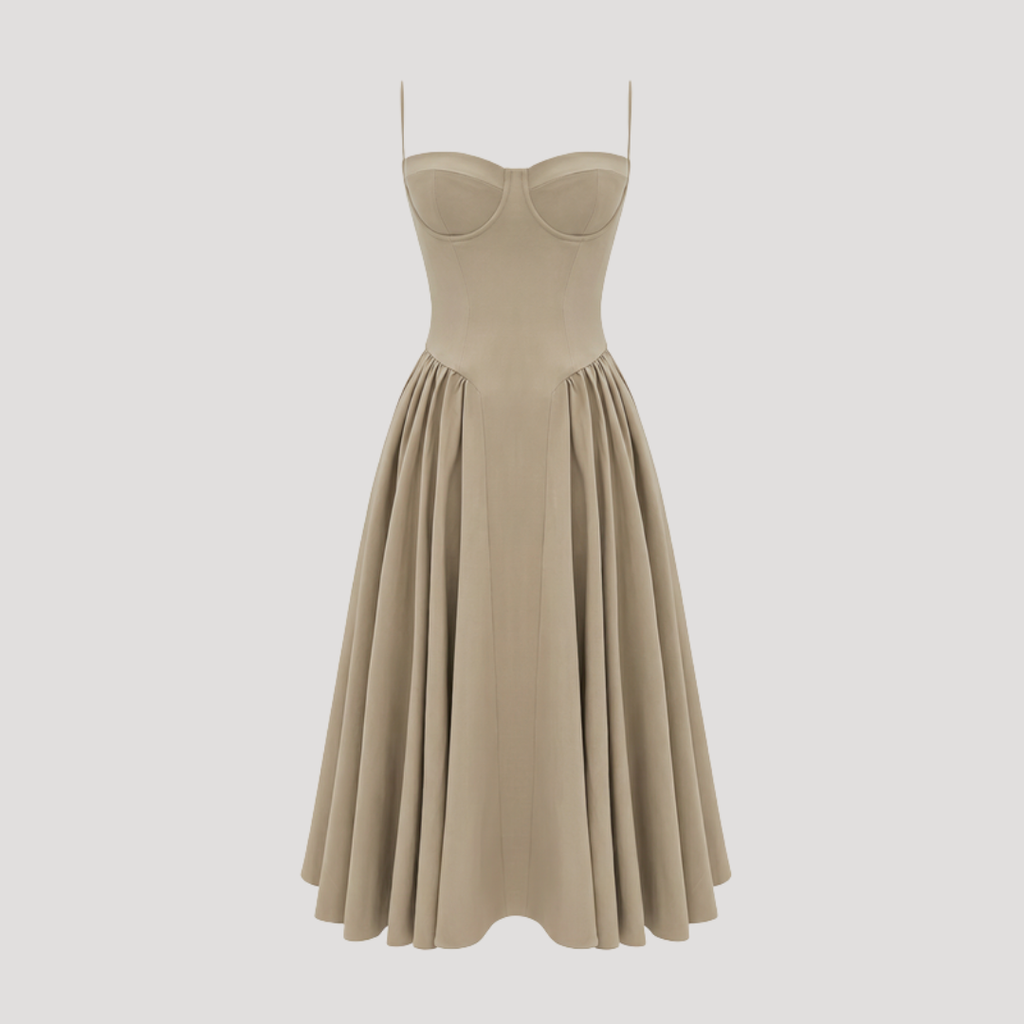 Thessaly | Robe Midi à Encolure Coeur pour Femmes