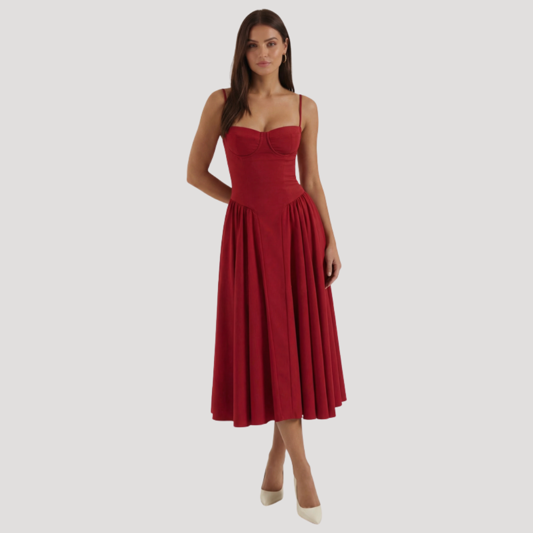 Thessaly | Robe Midi à Encolure Coeur pour Femmes