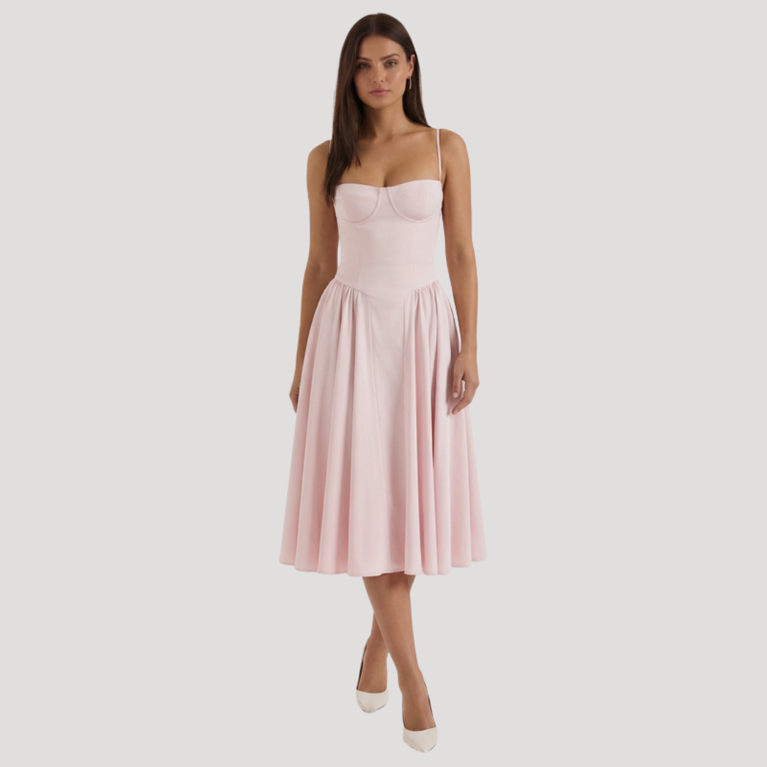 Thessaly | Robe Midi à Encolure Coeur pour Femmes