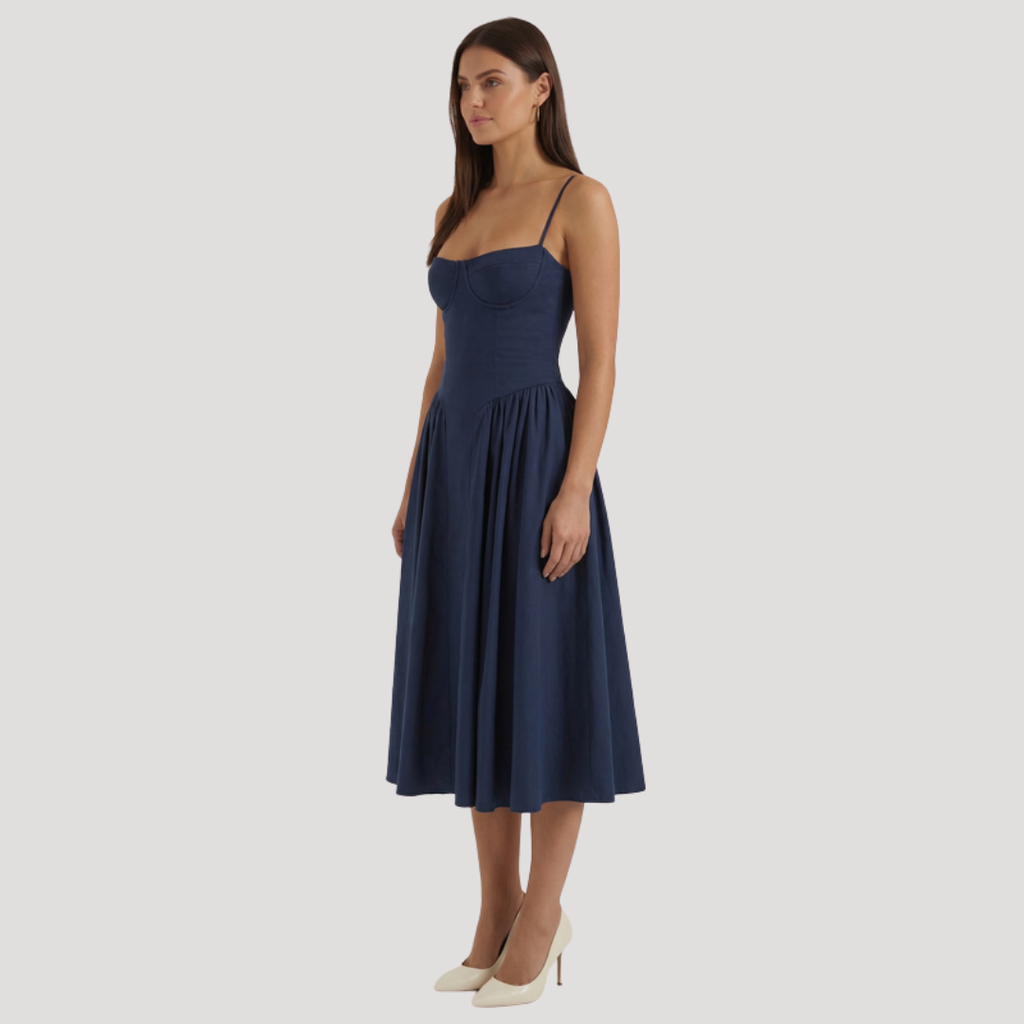 Thessaly | Robe Midi à Encolure Coeur pour Femmes