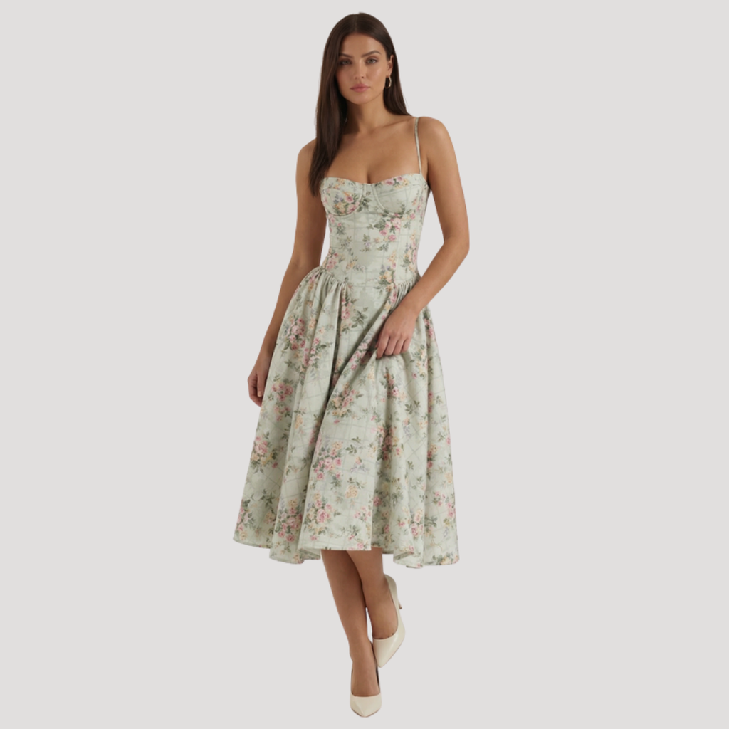 Thessaly | Robe Midi à Encolure Coeur pour Femmes