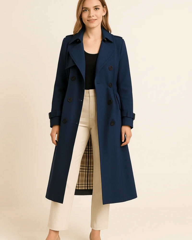 Trench Coat Femme – Manteau classique avec ceinture et boutons pour le printemps, l'automne et l'hiver