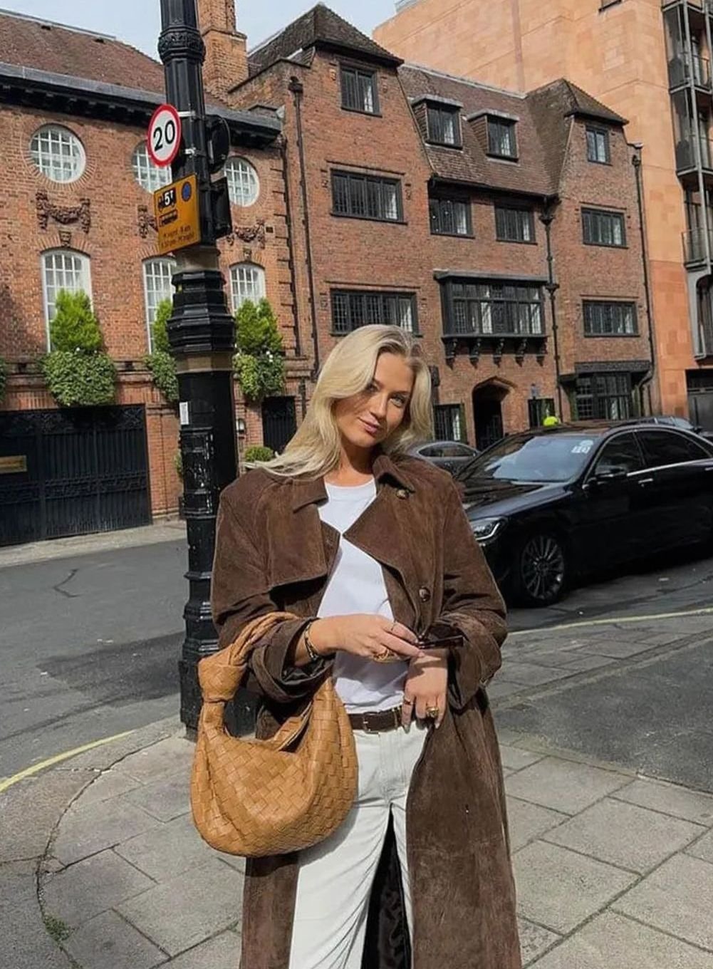 Nora | Trench-coat Femme Long Manteau en Suède avec Ceinture à la Taille