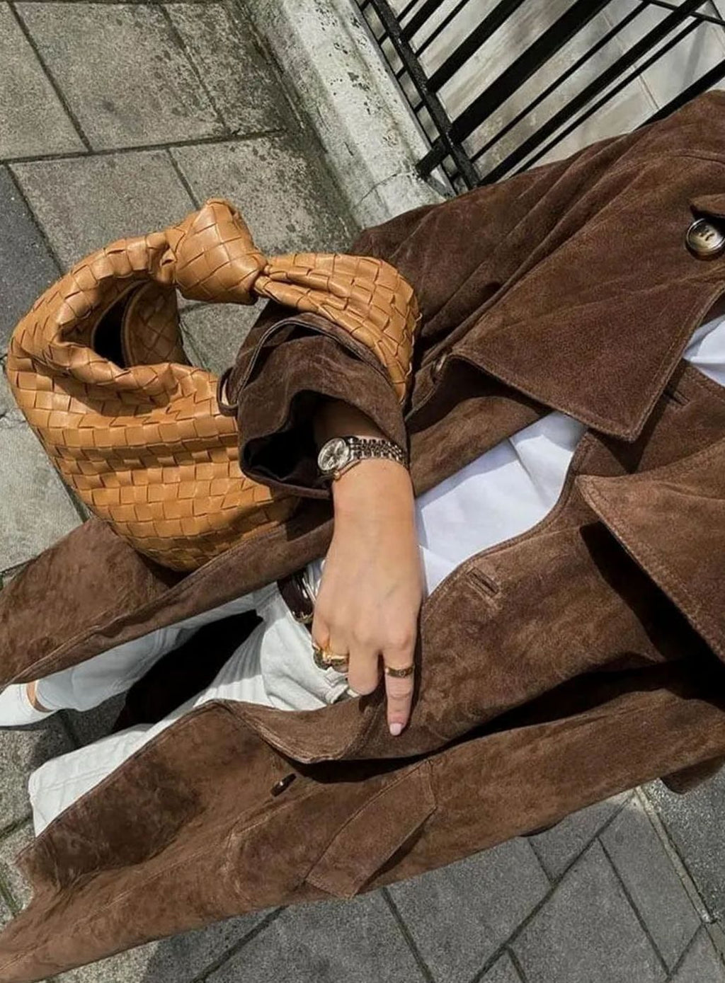 Nora | Trench-coat Femme Long Manteau en Suède avec Ceinture à la Taille