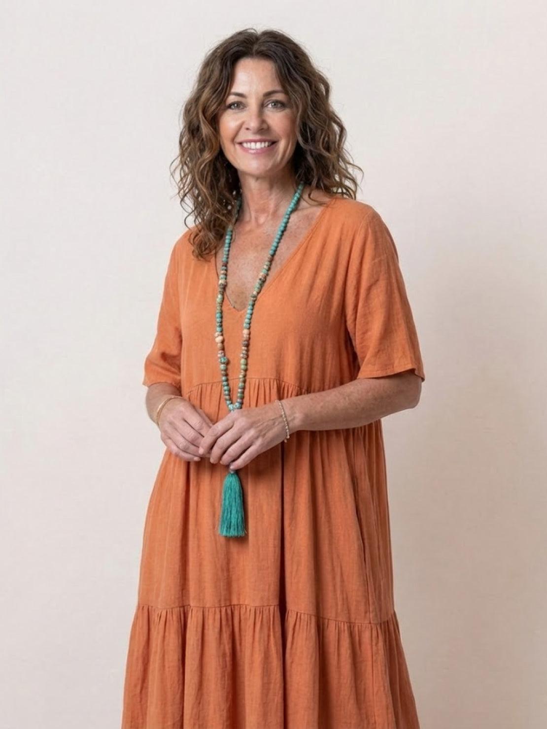 Brooklyn | Robe Maxi à Volants Boho à Col V pour Femmes