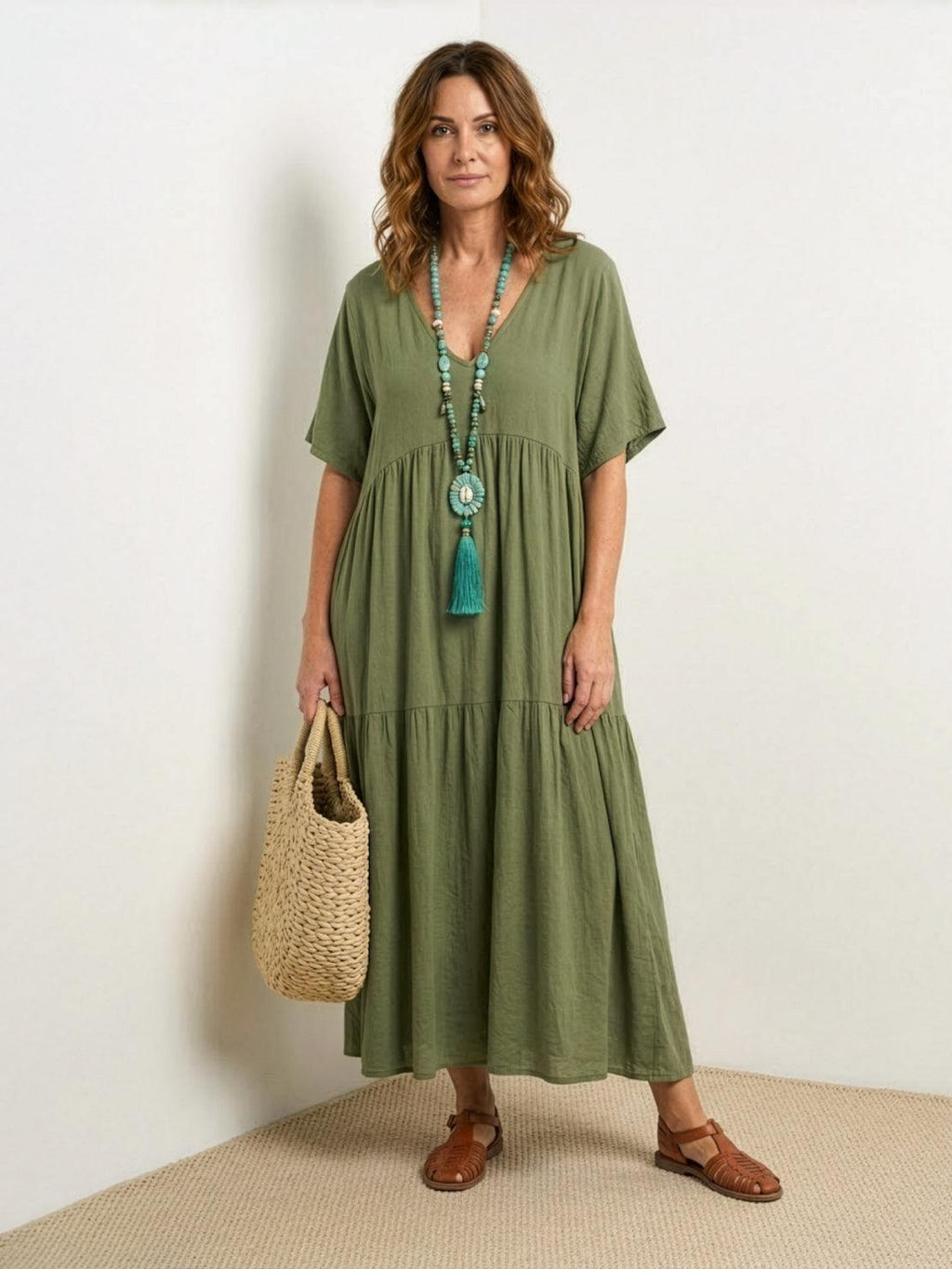 Brooklyn | Robe Maxi à Volants Boho à Col V pour Femmes