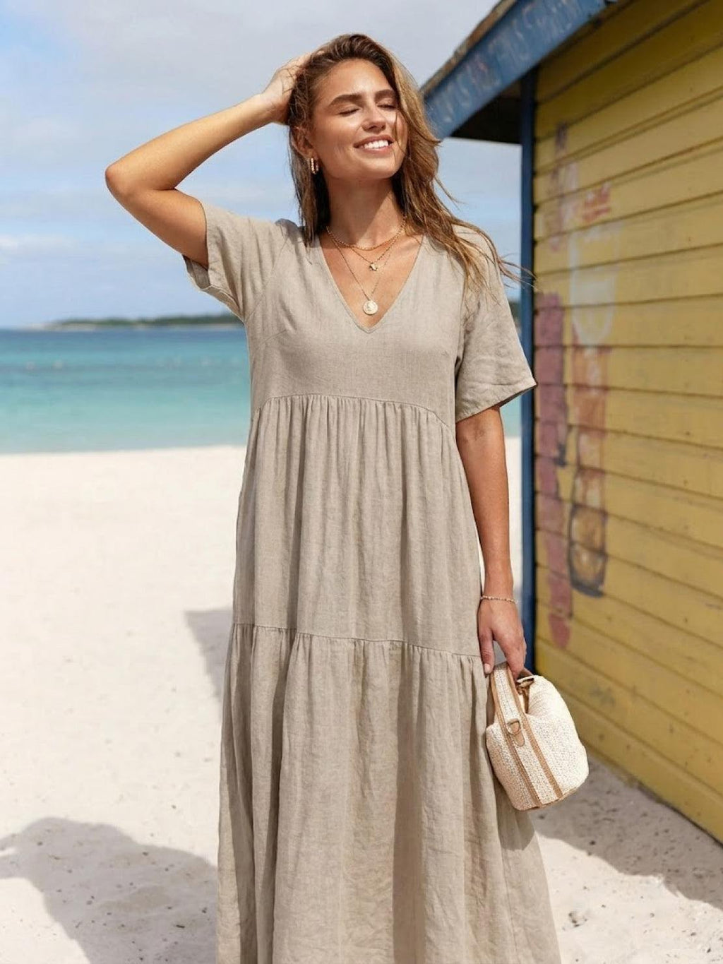 Brooklyn | Robe Maxi à Volants Boho à Col V pour Femmes