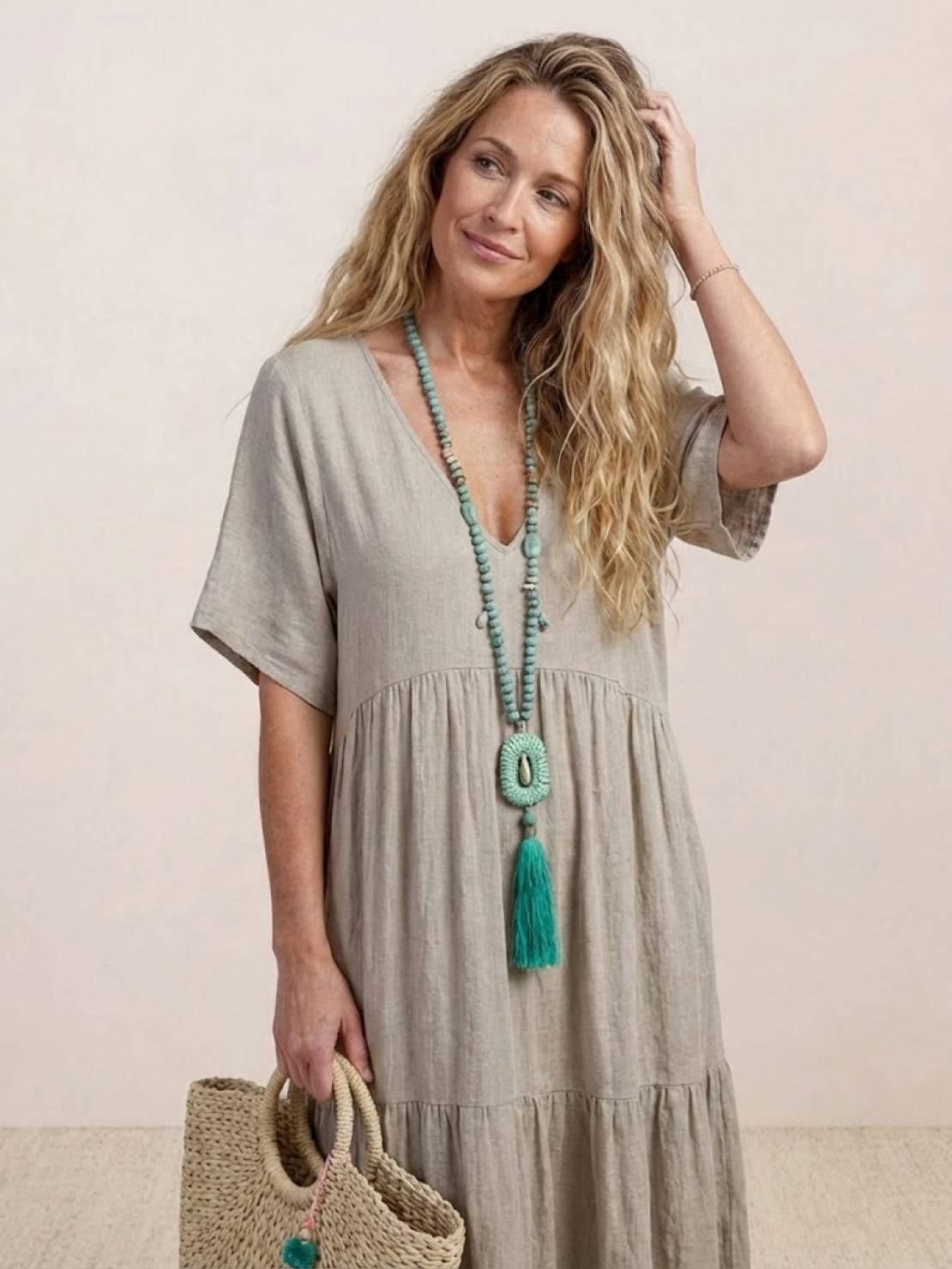 Brooklyn | Robe Maxi à Volants Boho à Col V pour Femmes