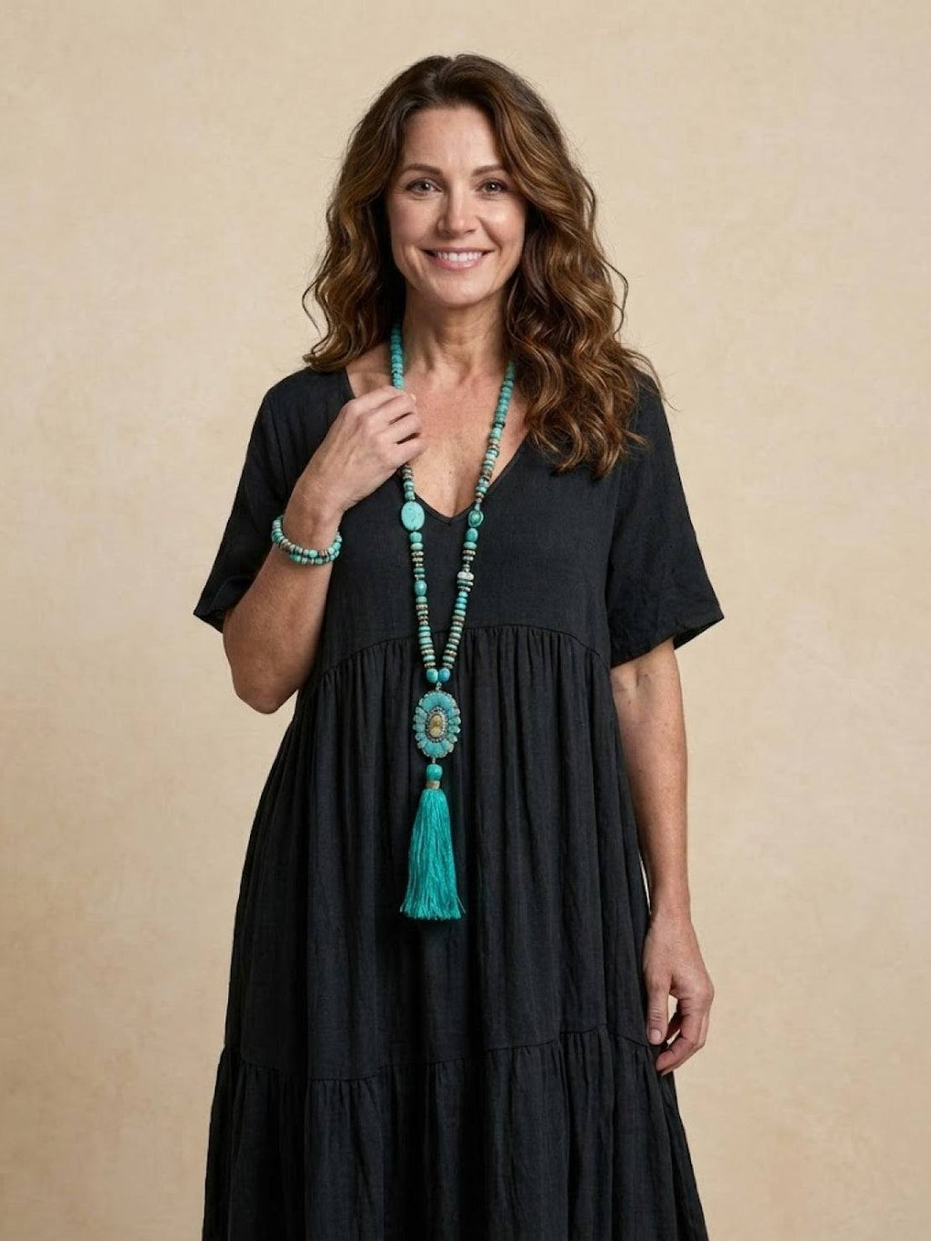 Brooklyn | Robe Maxi à Volants Boho à Col V pour Femmes