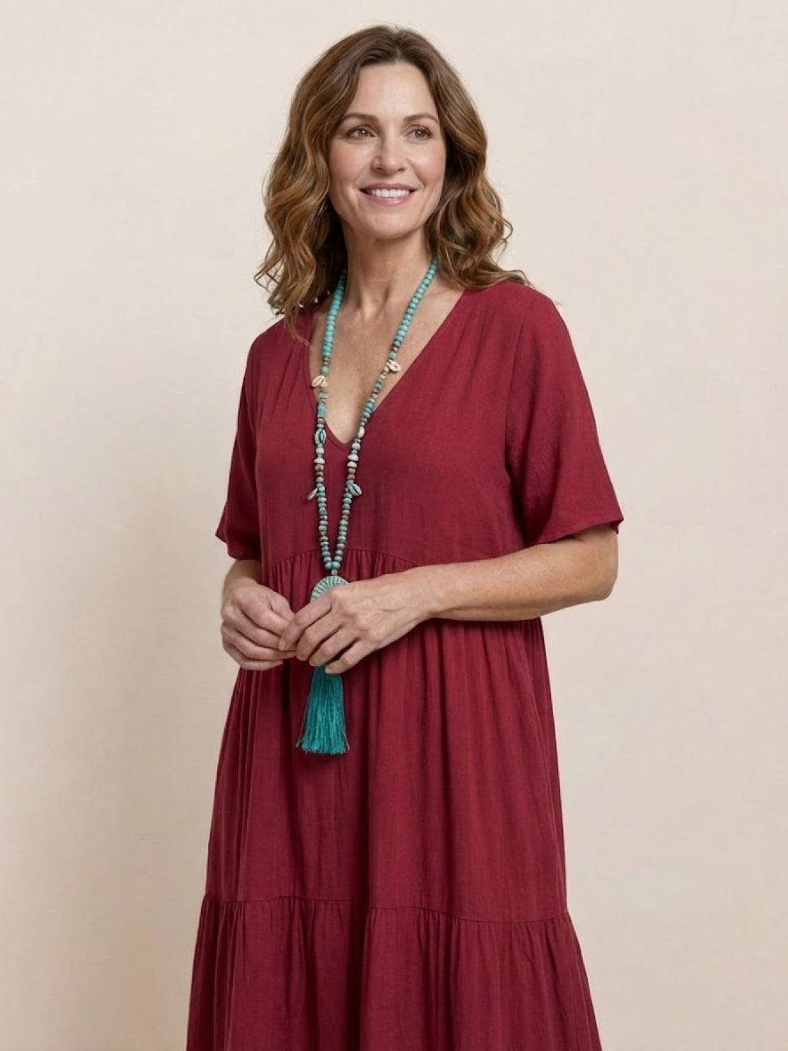 Brooklyn | Robe Maxi à Volants Boho à Col V pour Femmes