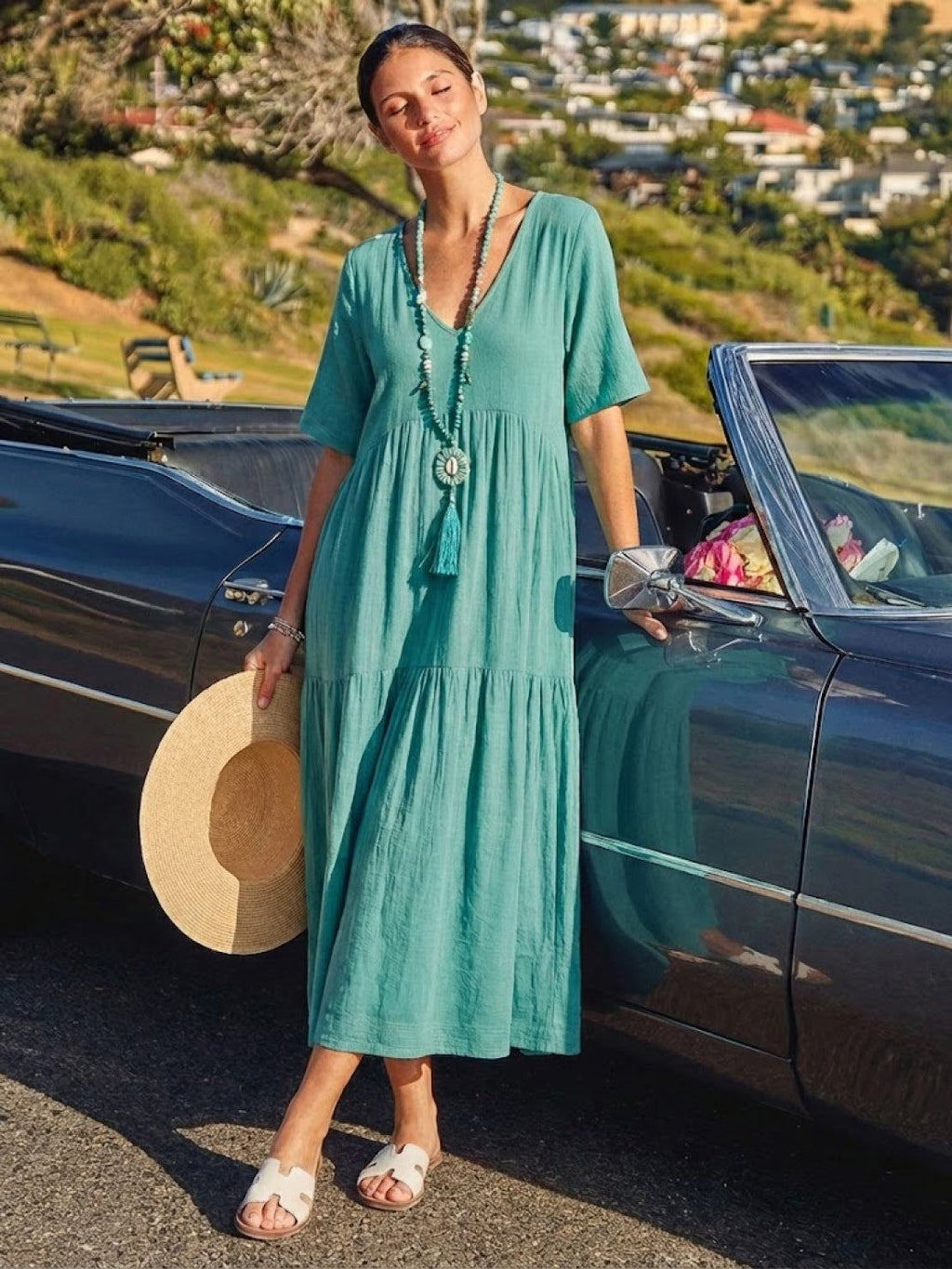 Brooklyn | Robe Maxi à Volants Boho à Col V pour Femmes