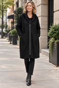 Manteau mi-long à capuche décontracté