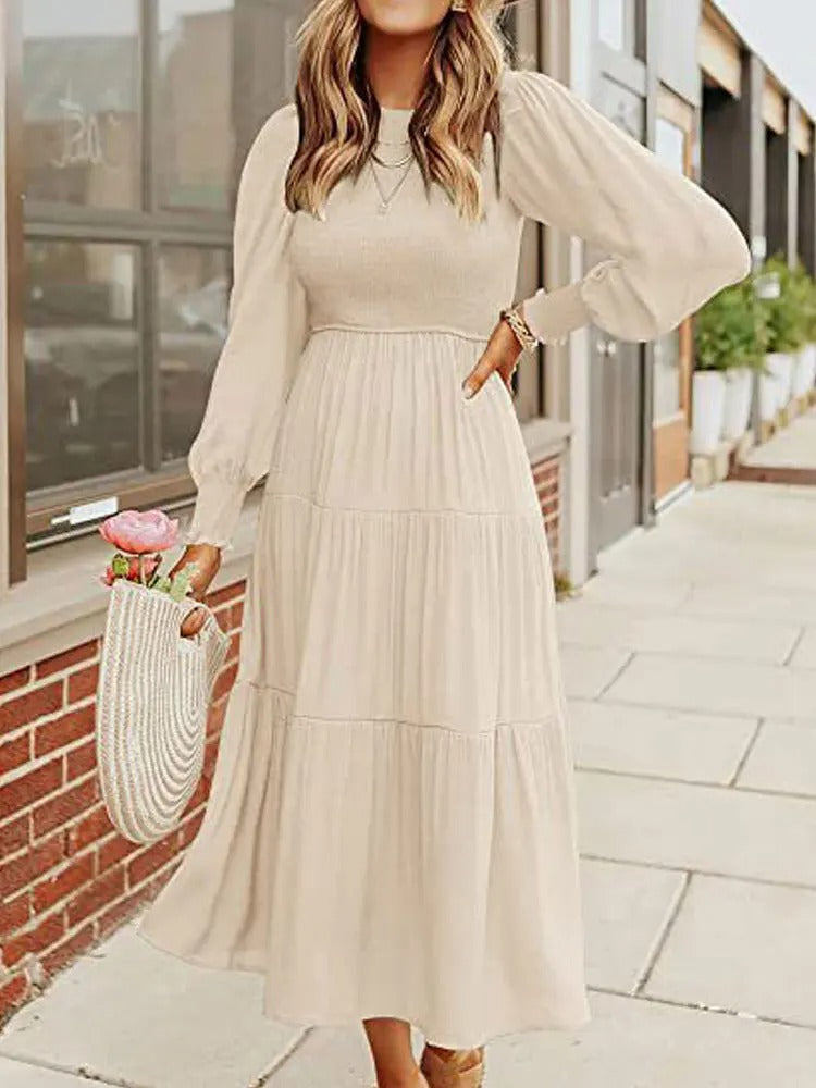 MW | Robe midi à manches longues avec smocks