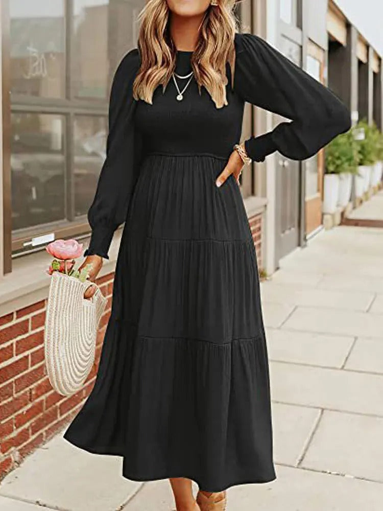 MW | Robe midi à manches longues avec smocks