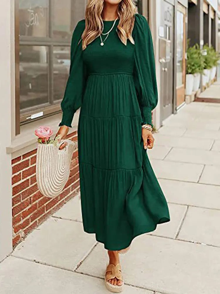 MW | Robe midi à manches longues avec smocks