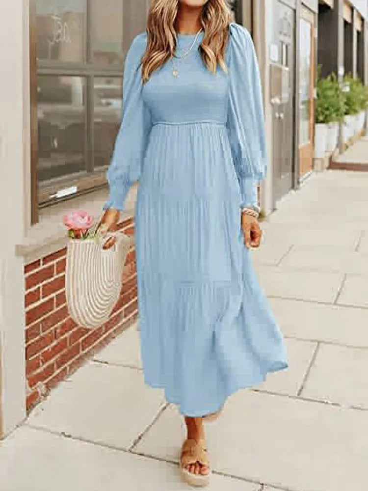 MW | Robe midi à manches longues avec smocks