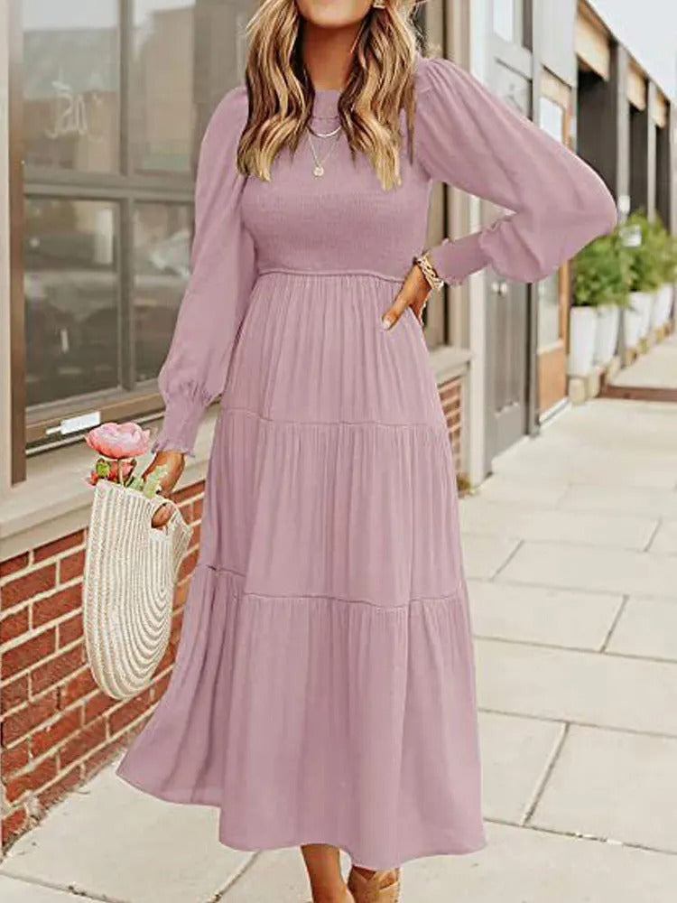 MW | Robe midi à manches longues avec smocks